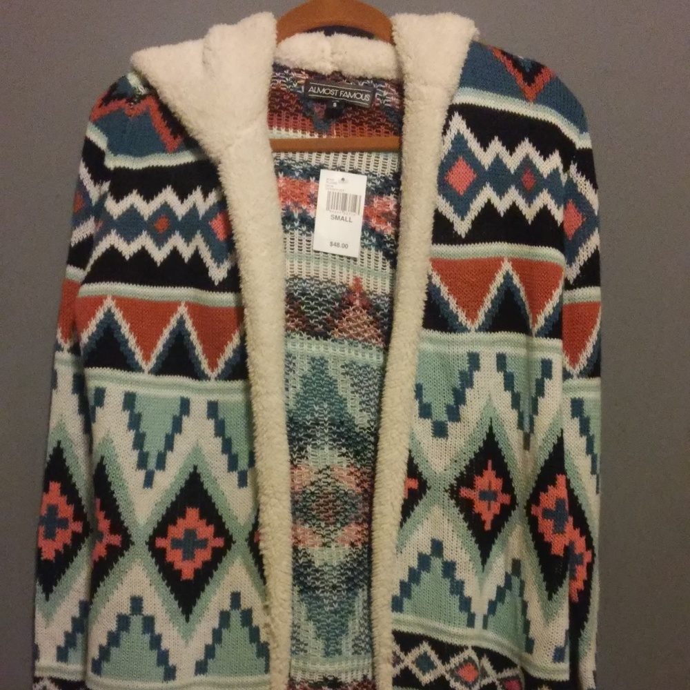 Almost Famous hooded aztec sweater